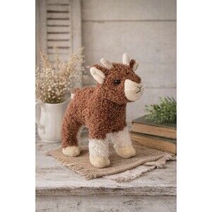 Douglas Buffy Baby Goat Plush 6” Brown White Farm Animal Stuffed Toy